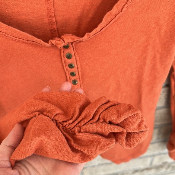 Anthropologie Orange Henley Top - Picture 5 of 6
